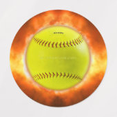 火の上に滑りやすいジョーのソフトボール炎のファイアボールラス ラベル (デザイン2)