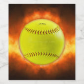 火の上に滑りやすいジョーのソフトボール炎のファイアボールラス ワインラベル (シングルラベル)