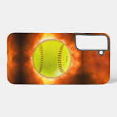 火の上に滑りやすいジョーのソフトボール炎のファイアボールラス SAMSUNG GALAXYケース (裏面横)
