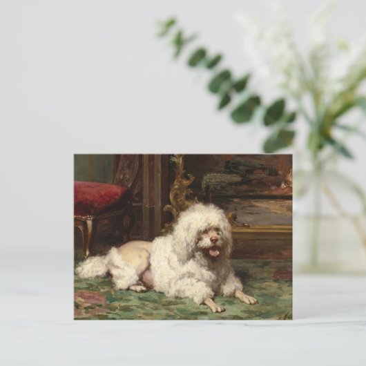 火の上に置かれるプードル | 学フランスの校 ポストカード (スタンド正面)