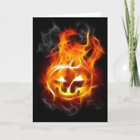 火の上のハロウィーンのカボチャ カード (正面)
