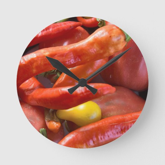 火の上の赤 ラウンド壁時計 (正面)