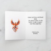 火の中でフェニックスを叩くベクトルアート カード (内部)