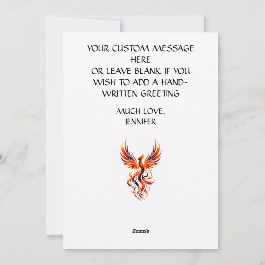 火の中でフェニックスを叩くベクトルアート シーズンカード (裏面)