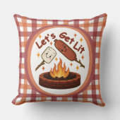 火の中に入ろう – かわいいマシュマロ&ホットドッグ クッション (正面)