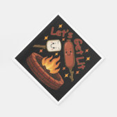 火の中に入ろう – かわいいマシュマロ&ホットドッグ スタンダードランチョンナプキン (角)