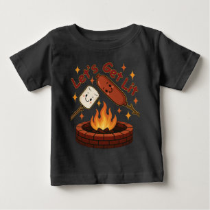 火の中に入ろう – かわいいマシュマロ&ホットドッグ ベビーTシャツ