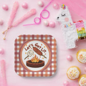 火の中に入ろう – かわいいマシュマロ&ホットドッグ ペーパープレート (パーティー)