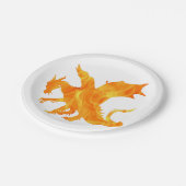 火の中の竜の様式化した像 ペーパープレート (アングル)