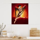 火の光の中で魅惑的なブルネットをピン留めする ポスター (キッチン)