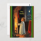 火の光の輝きの美しいクリスマスの子 ポストカード (正面/裏面)