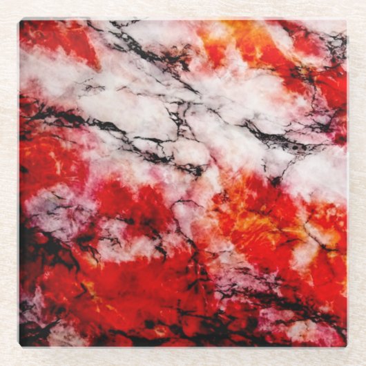 火の大理石のガラスコースター ガラスコースター (正面)