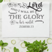 火の宗教聖書の引用文のZechariahの2:5の壁 キッチンタオル (折り畳み)