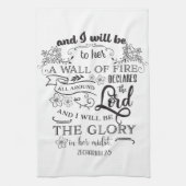 火の宗教聖書の引用文のZechariahの2:5の壁 キッチンタオル (縦)