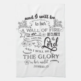 火の宗教聖書の引用文のZechariahの2:5の壁 キッチンタオル