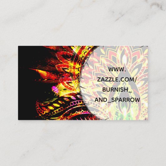 火の宝石のパーソナライズな種族の羽のジプシーの月 名刺 (裏面)