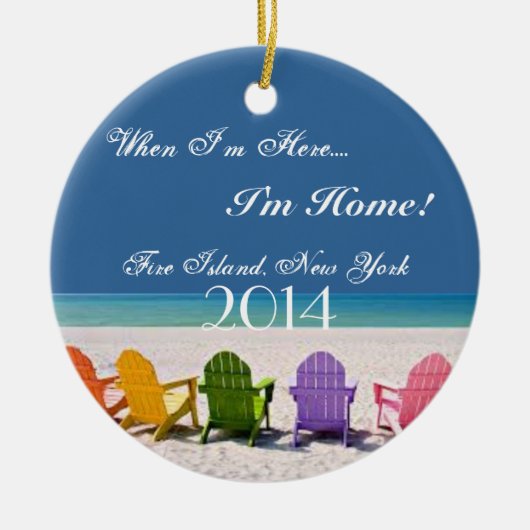 火の島、ニューヨークのビーチの恋人のギフトのオーナメント セラミックオーナメント (正面)