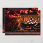 火の情熱の波の誕生日パーティアート招待状 招待状 (正面/裏面)