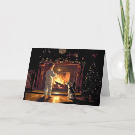 火の手でサンタを待つ カード