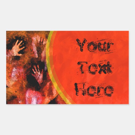 火の手 長方形シール (正面)