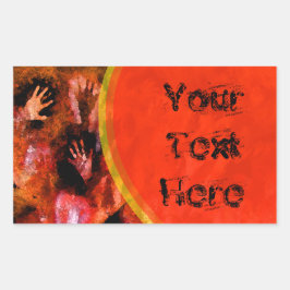 火の手 長方形シール