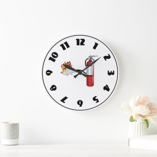火の時計を消す消火器 ラージ壁時計 (ホーム)