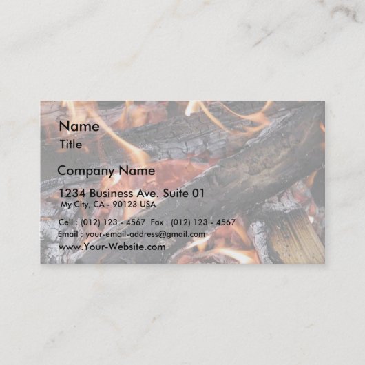 火の木製の炎燃焼 名刺 (正面)