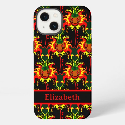 火の模様の名前の悪かぼちゃ iPhoneケース (裏面)