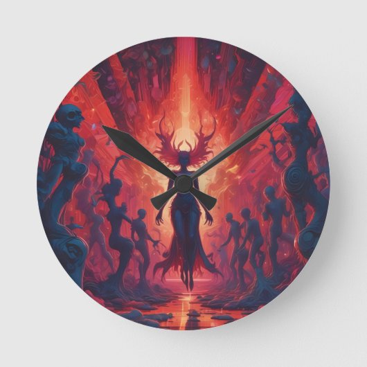 火の湖でヘラシウスのレイブ – Ken Gage ラウンド壁時計 (正面)