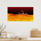 火の湖で泳ぐX線スケルトン ポスター (キッチン)