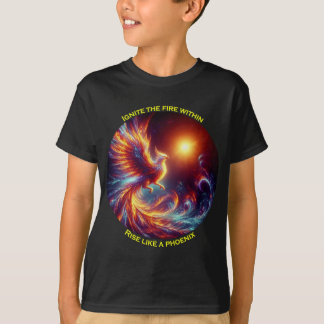 火の火を火のようにフェニックスの子供のように上昇 Tシャツ