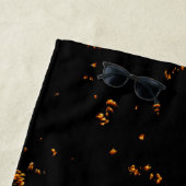 火の火花あなたの写真をオーバーレイ燃えている灰の黒 ビーチタオル (インサイチュ)