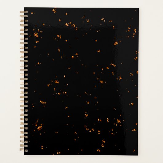 火の火花あなたの写真をオーバーレイ燃えている灰の黒 プランナー手帳 (正面)