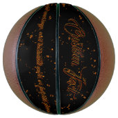 火の火花オーバーレイ名引用文燃える灰ブラック バスケットボール (縦)