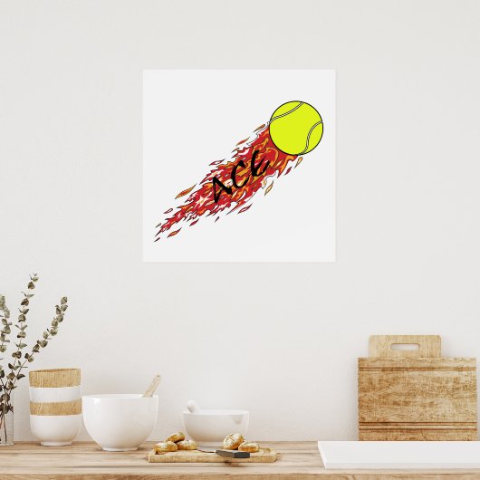 火の炎のエーステニスボール ポスター (キッチン)