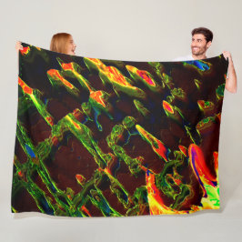 火の炎の中で排出される緑の色合い フリースブランケット