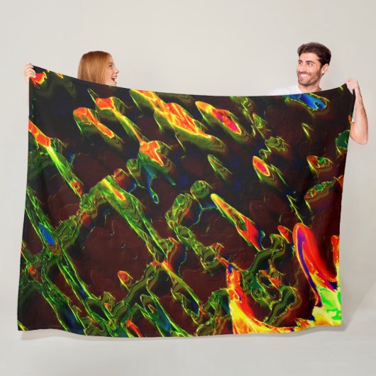 火の炎の中で排出される緑の色合い フリースブランケット (インサイチュ)