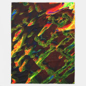 火の炎の中で排出される緑の色合い フリースブランケット (正面)