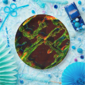 火の炎の中で排出される緑の色合い ペーパープレート (パーティー)