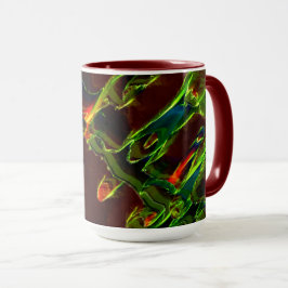 火の炎の中で排出される緑の色合い マグカップ