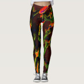 火の炎の中で排出される緑の色合い レギンス (正面)