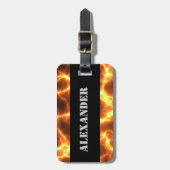 火の炎の溶岩の熱い燃える溶融 – モノグラムの ラゲッジタグ (正面縦)