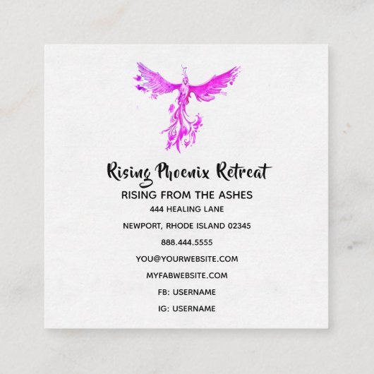 *~*火の炎の火の炎のフグラデーションェニックスリングや輪 スクエア名刺 (裏面)