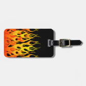 火の炎を競争させているクラシックなオレンジ ラゲッジタグ (正面横)