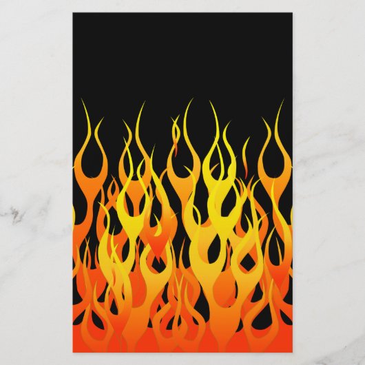 火の炎を競争させているクラシックなオレンジ 便箋 (正面)