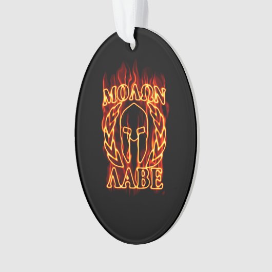 火の熱いMolon Labeのスパルタ式の戦士のマスク オーナメント (正面)