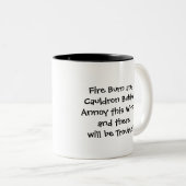 火の燃え上がり大釜バブル…魔女のマグカップ ツートーンマグカップ (正面右)