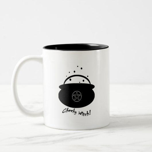 火の燃え上がり大釜バブル…魔女のマグカップ ツートーンマグカップ (左)