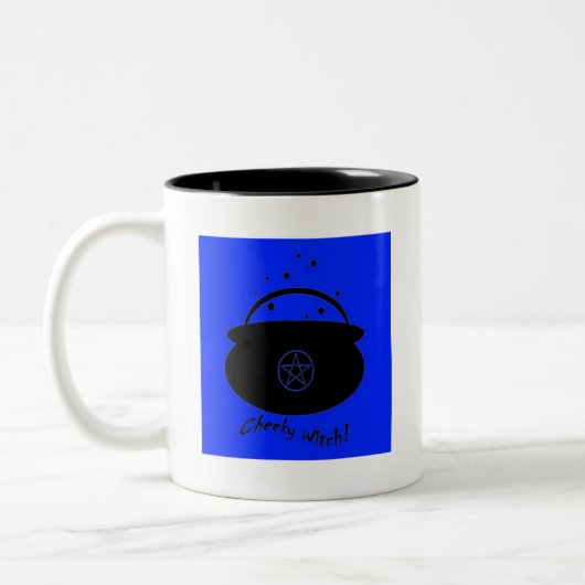 火の燃え上がり大釜バブル…魔女のマグカップ ツートーンマグカップ (左)