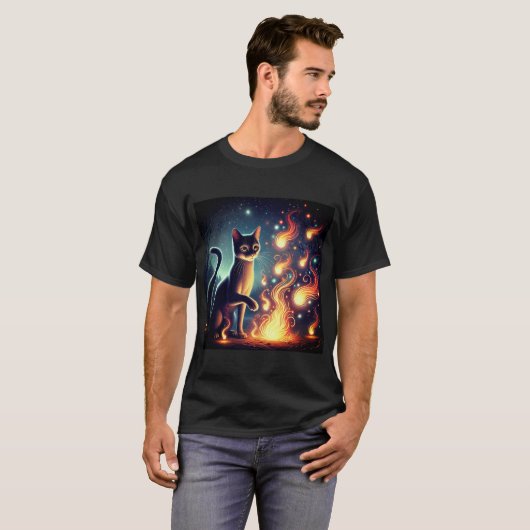 火の猫 Tシャツ (正面フル)
